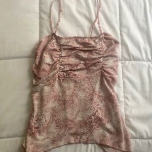 Pink and White Flowing Spaghetti Strap Top